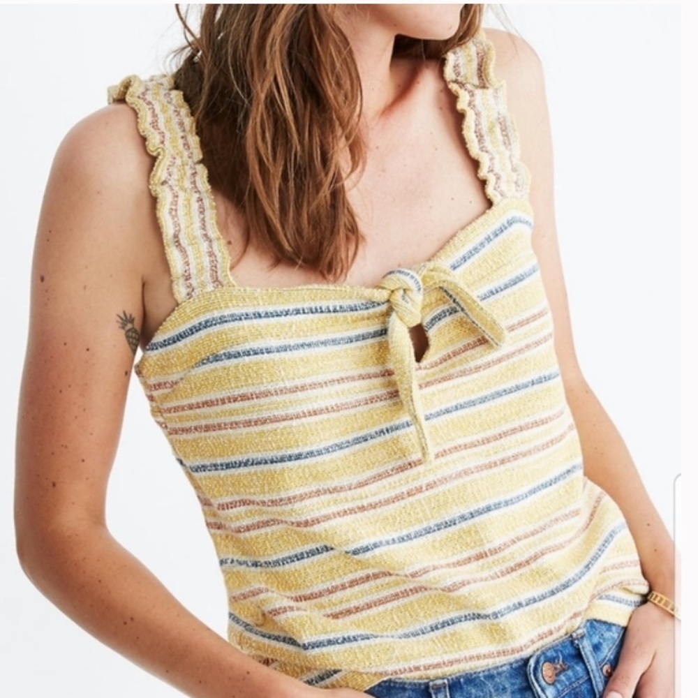 Madewell Texture & Thread Tie Front Tank Top Smithfield Stripe